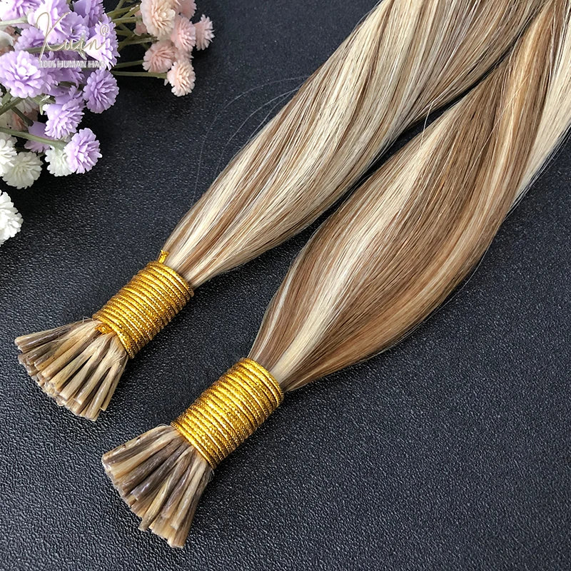 Straight I Tip Hair Extensions 12-26inch Human Hair Remy Fusion Hair Extensions 50pcs/ Set Keratin Capsule Brown Blonde Color