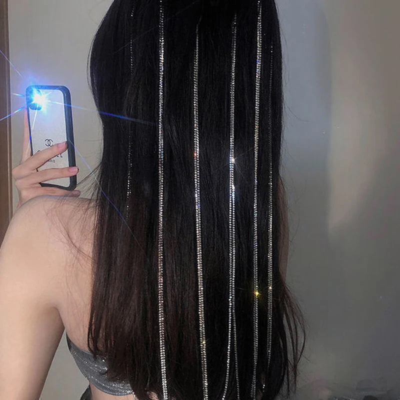 Shiny Chain Hairpins for Women Tassel Hair Clips Barrettes Braided Headband Ponytail Hair Accessories Headwear