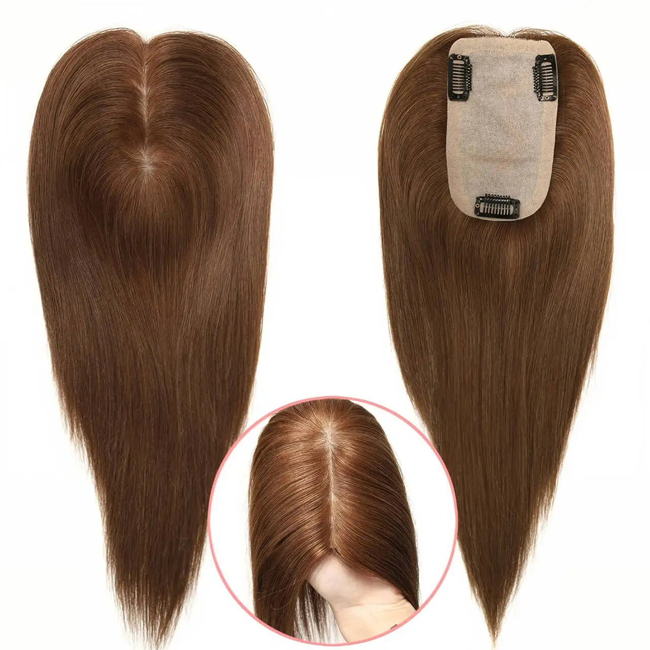 Human Hair Topper 100% Virgin Human Hair for Thinning Hair Silk Base Topper Natural Looking Human Hair Topper for Women Toppers