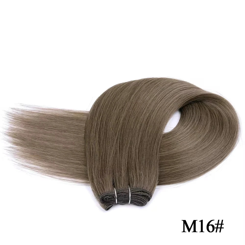 Straight Hair Extensions Synthetic Smooth Ombre Hair Weaving 26 inches brown Synthetic Straight Hair Bundles Full To End