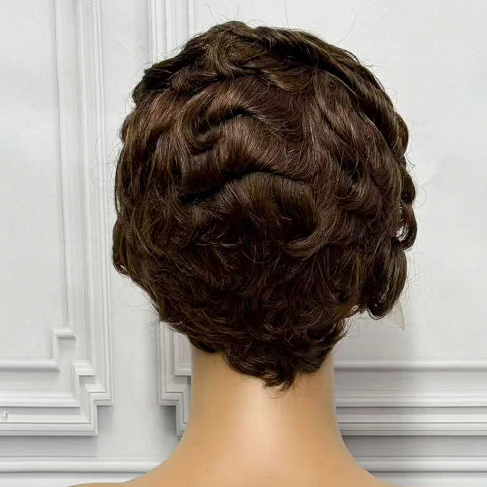 Pixie Cut Short Bob Human Hair Wigs 13x4 Transparent Lace Frontal Wigs Brazilian 180% Density Loose Curly For Black Women