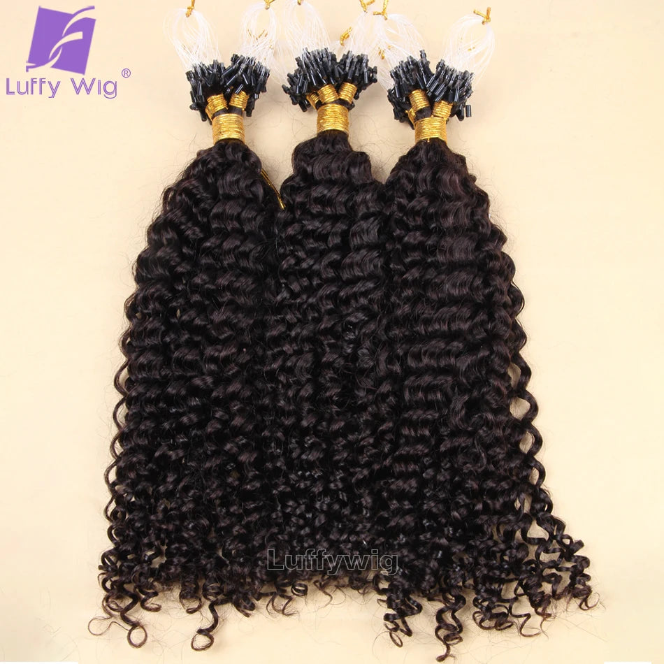 Micro Loop Human Hair Extensions Curly Microlink Hair Extensions for Black Women Burmese Micro Ring Loop Extensions Human Hair