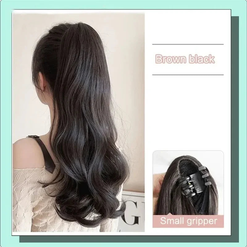 Synthetic Long Straight Claw Clip On Ponytail Hair Extensions 50cm Heat Resistant Pony Tail Hair piece For Women Daily Party