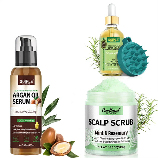 Hair Care Clean Kit Deep Cleansing Scalp Scrub Moisturizing & Nourishing Argan Oil and Rosemary Essential Oil for All Hair Types