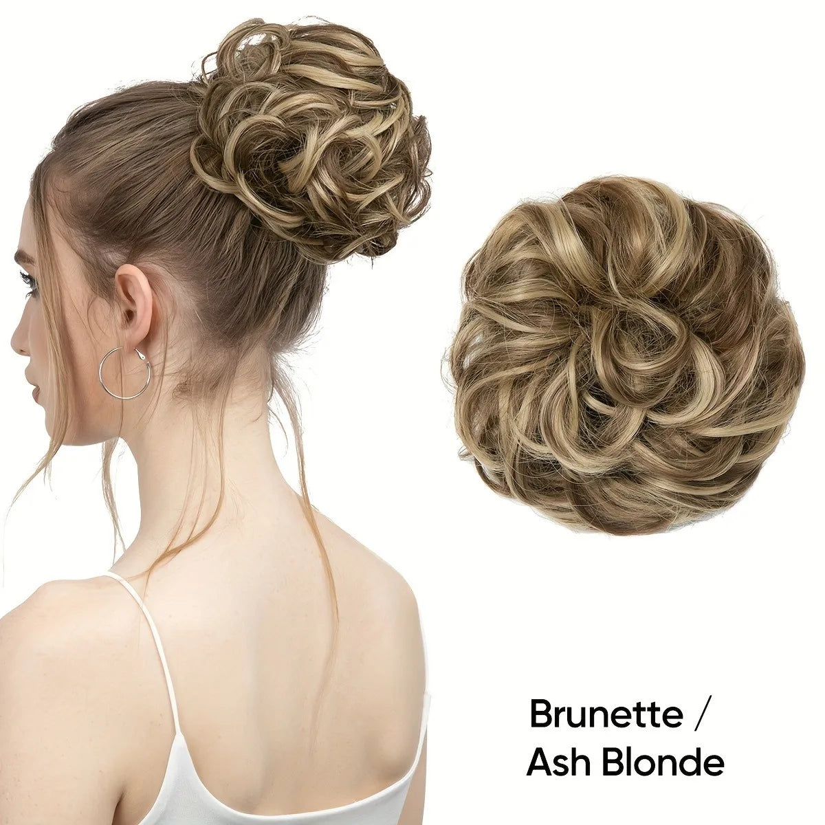 6 inch elegant bun hair extensions for women, synthetic high temperature fibers, natural look, durable elastic band, multiple co