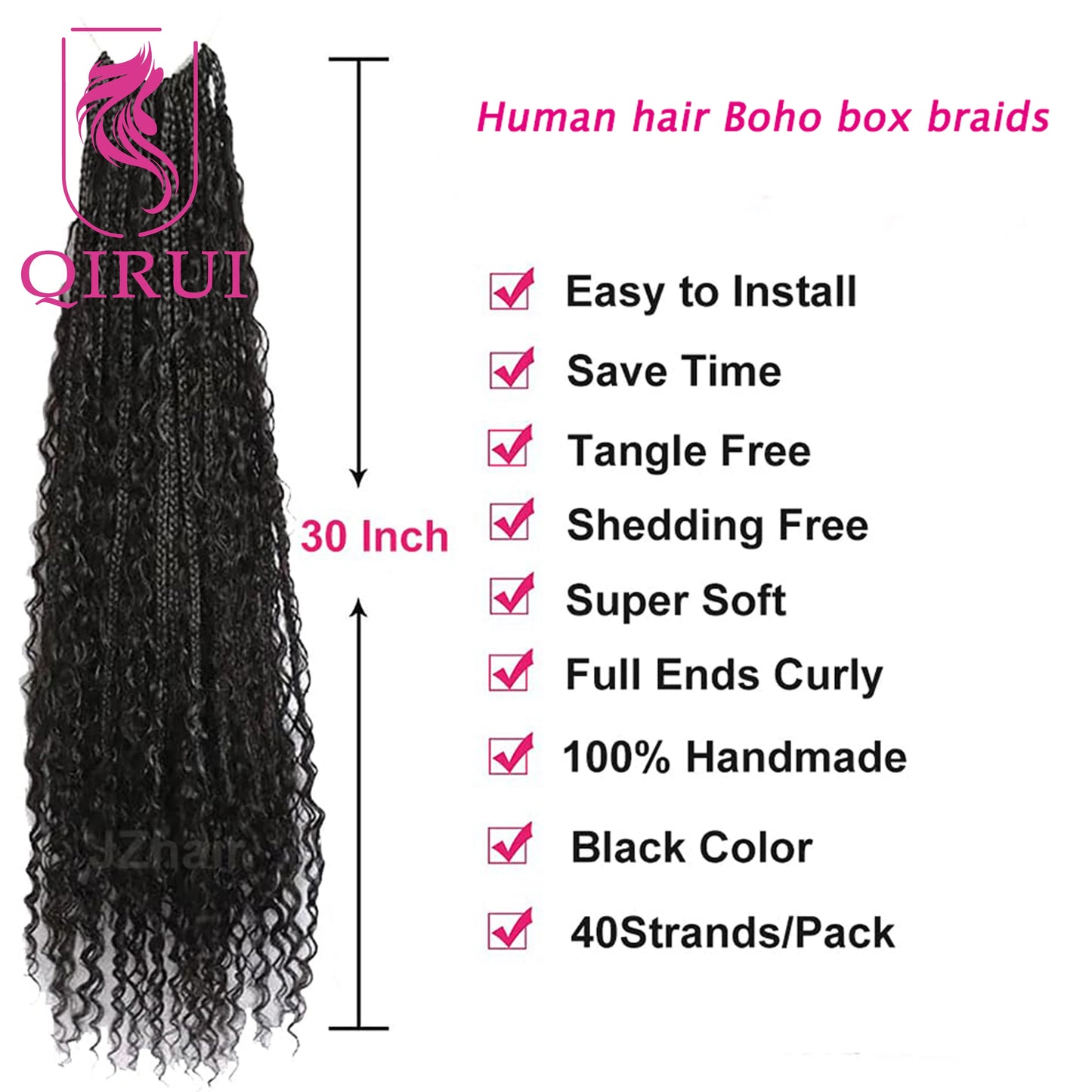 Human Hair Crochet Boho Box Braids With Human Curls 18Inch Synthetic Braid With Human Hair Curls Braiding Hair Extensions