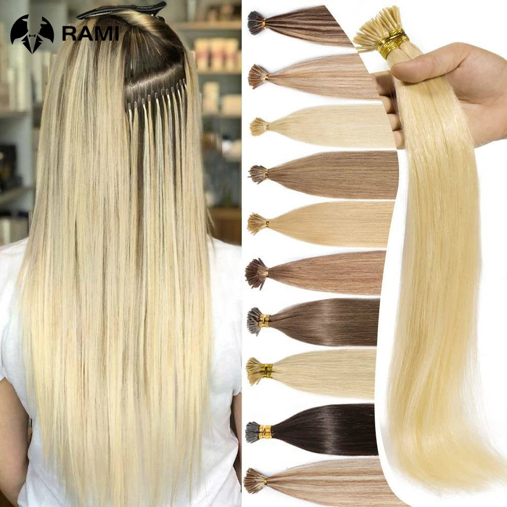 Human Hair Extensions 1.2cm Keratin Natural Straight Hair Extension I Tip Hair Pre Bonded Stick Tip Micro Ring Beans Women Hair