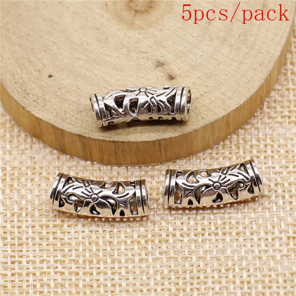 African Hair Braid Tube Metal Hollow Hair Dread Bead Dreadlock Cuffs Charms For Jewelry Making DIY Pendants For Gift Bulk