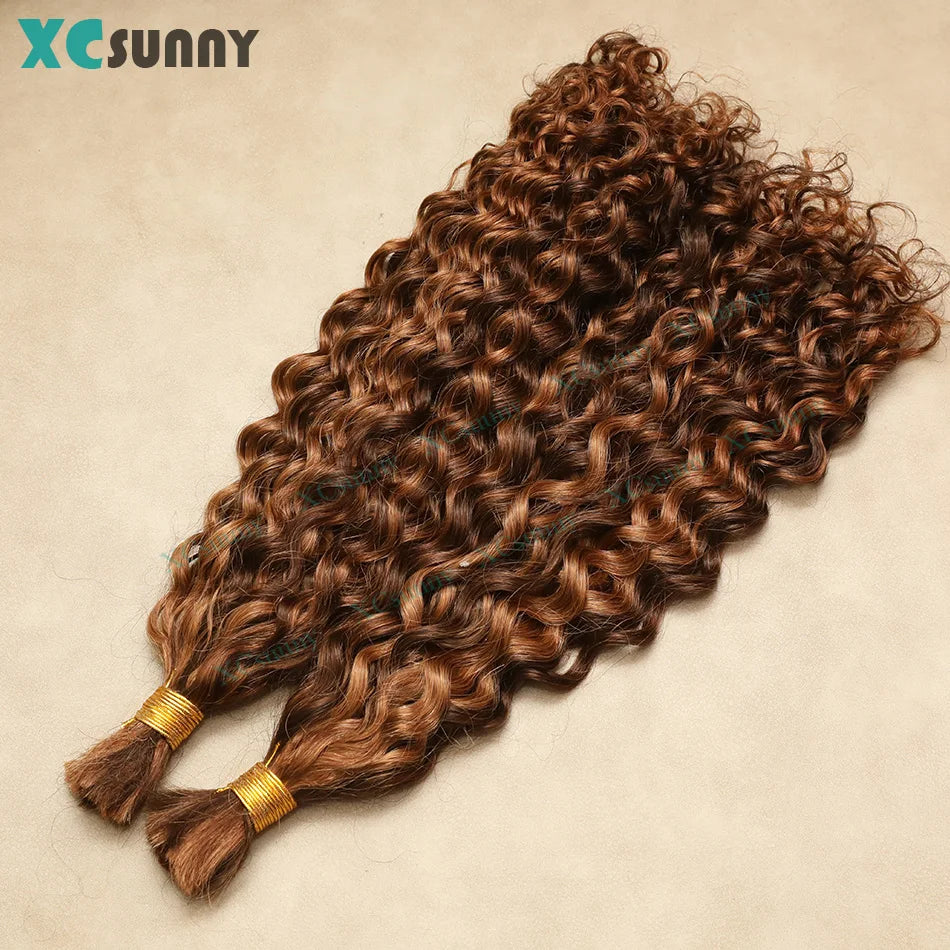 Bulk Human Hair For Braiding 4 30 Bulk Curly Human Hair For Boho Braids Double Drawn Bundles Wholesale
