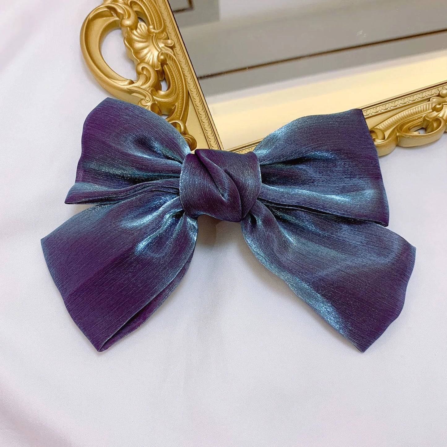 Glossy Bowknot Hair Clip Pearlized Baroque French Barrette Elegant Hairpin for Women Bridal Wedding Xmas Party Hair Accessories