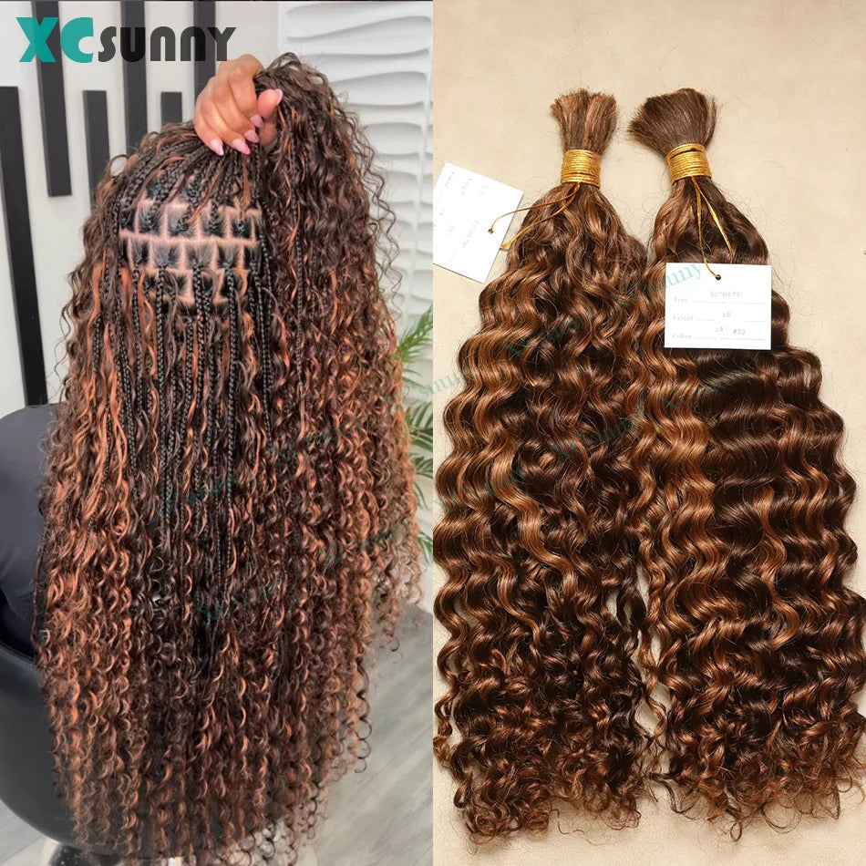 Bulk Human Hair For Braiding 4 30 Bulk Curly Human Hair For Boho Braids Double Drawn Bundles Wholesale
