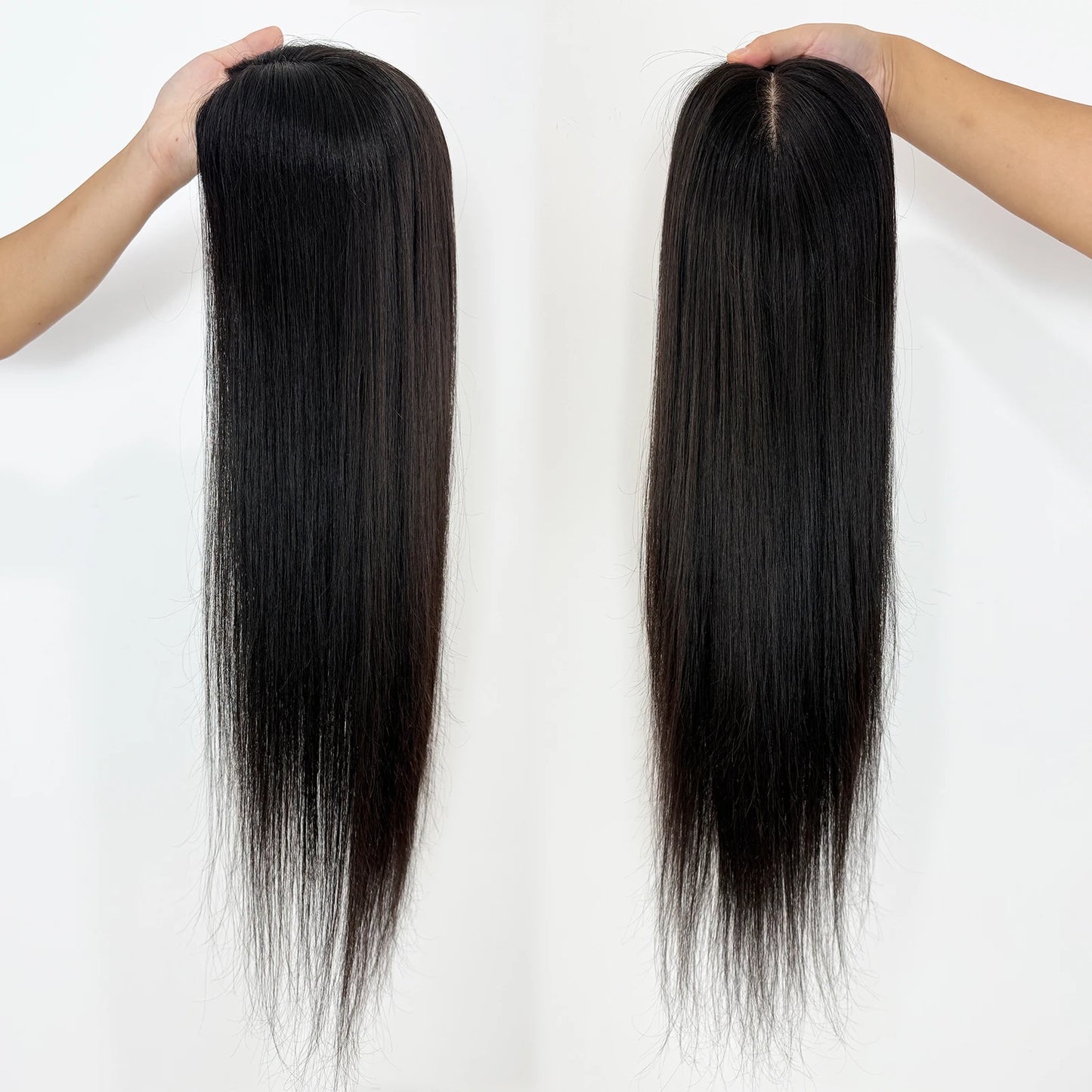 26inch Human Hair Topper with Clips in 16x18cm Silk Base Topper for Women Real Remy Hair Toupee Soft Breathable Full Hand Tied