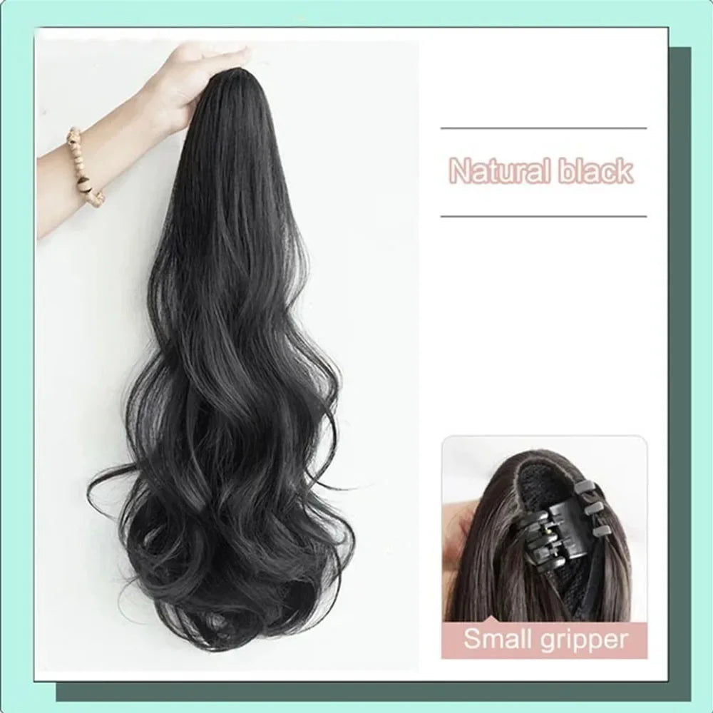 Synthetic Long Straight Claw Clip On Ponytail Hair Extensions 50cm Heat Resistant Pony Tail Hair piece For Women Daily Party