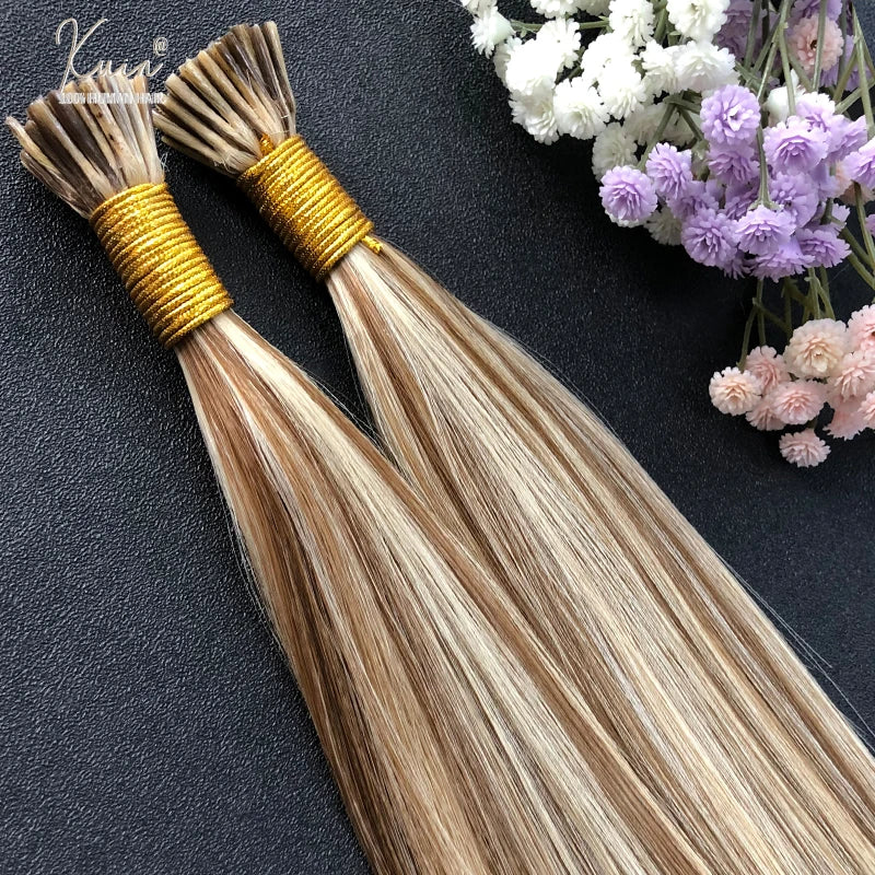 Straight I Tip Hair Extensions 12-26inch Human Hair Remy Fusion Hair Extensions 50pcs/ Set Keratin Capsule Brown Blonde Color