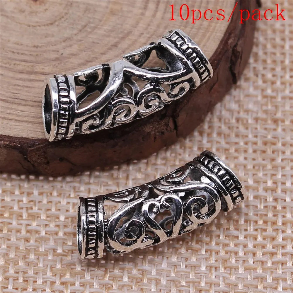 African Hair Braid Tube Metal Hollow Hair Dread Bead Dreadlock Cuffs Charms For Jewelry Making DIY Pendants For Gift Bulk