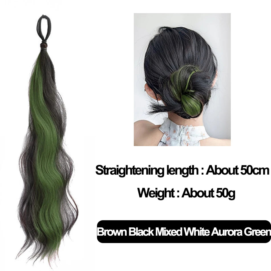 50cm Synthetic Self-Winding Ball Head Wig Hair Bundle Female Hightlight DIY Bun Hair Bundle To Increase Hair Volume Bud Hair Bun