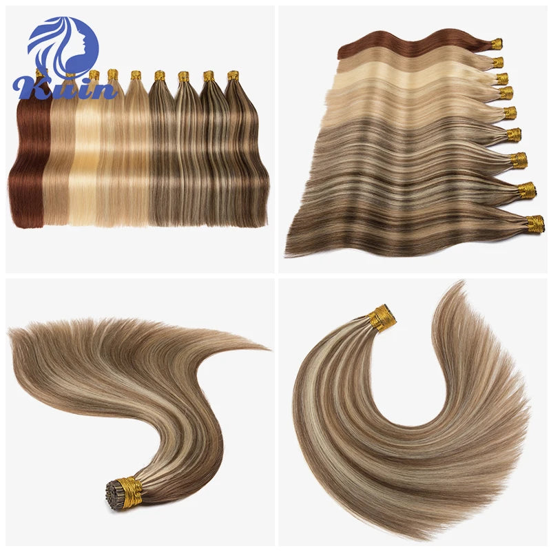 Straight I Tip Human Hair Extensions Real Human Hair Natural Fushion Hair Custom I Tip Keratin Human Hair Extensions Ombre Color