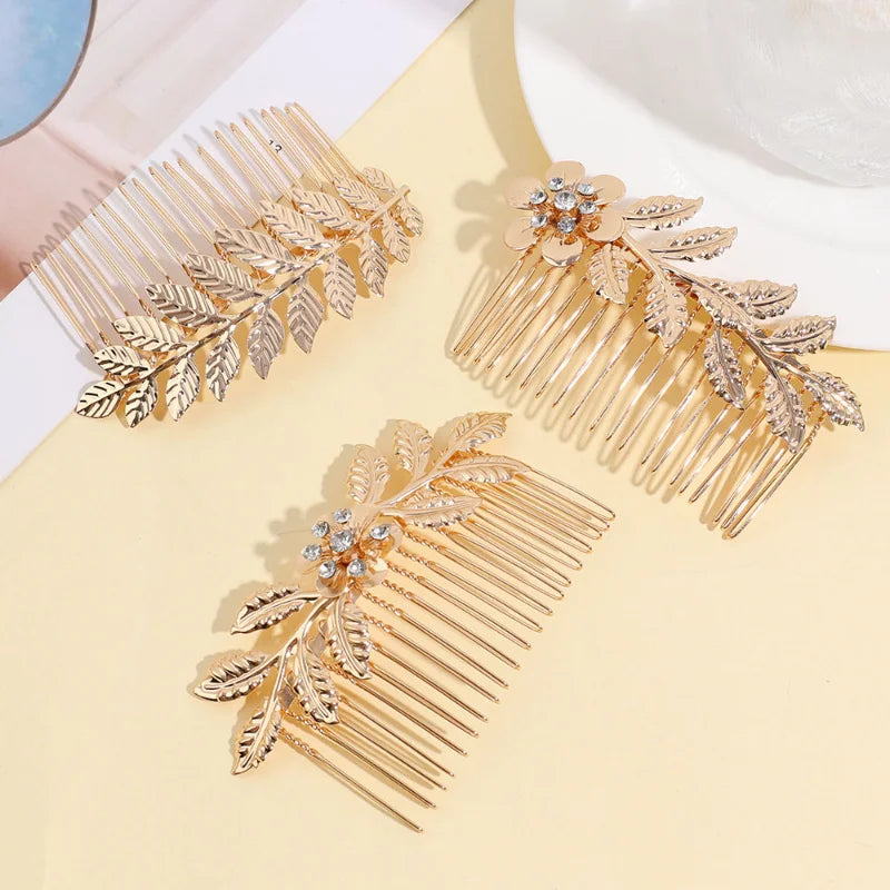 Wedding Hair Accessories Leaf Hair Clips for Women Fashion Crystal Bride Headdress Hairpin Crystal Hair Combs Girls Jewelry Gift
