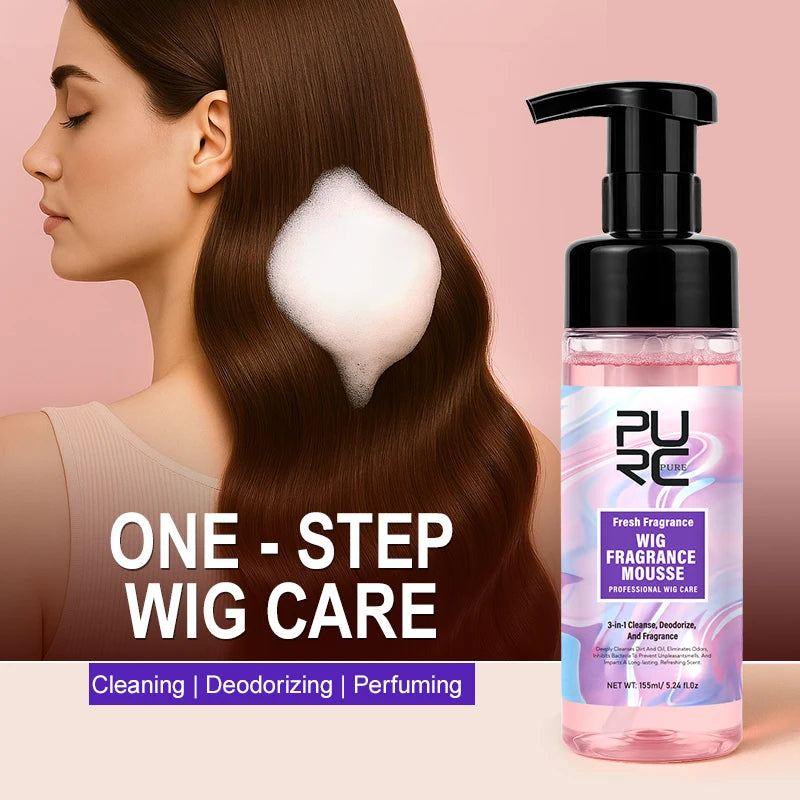 PURC Wig Fragrance Mousse Smoothing Shiny Hair Serum Oil Control Deep Cleansing Professional Wig Hair Care Products 155ml