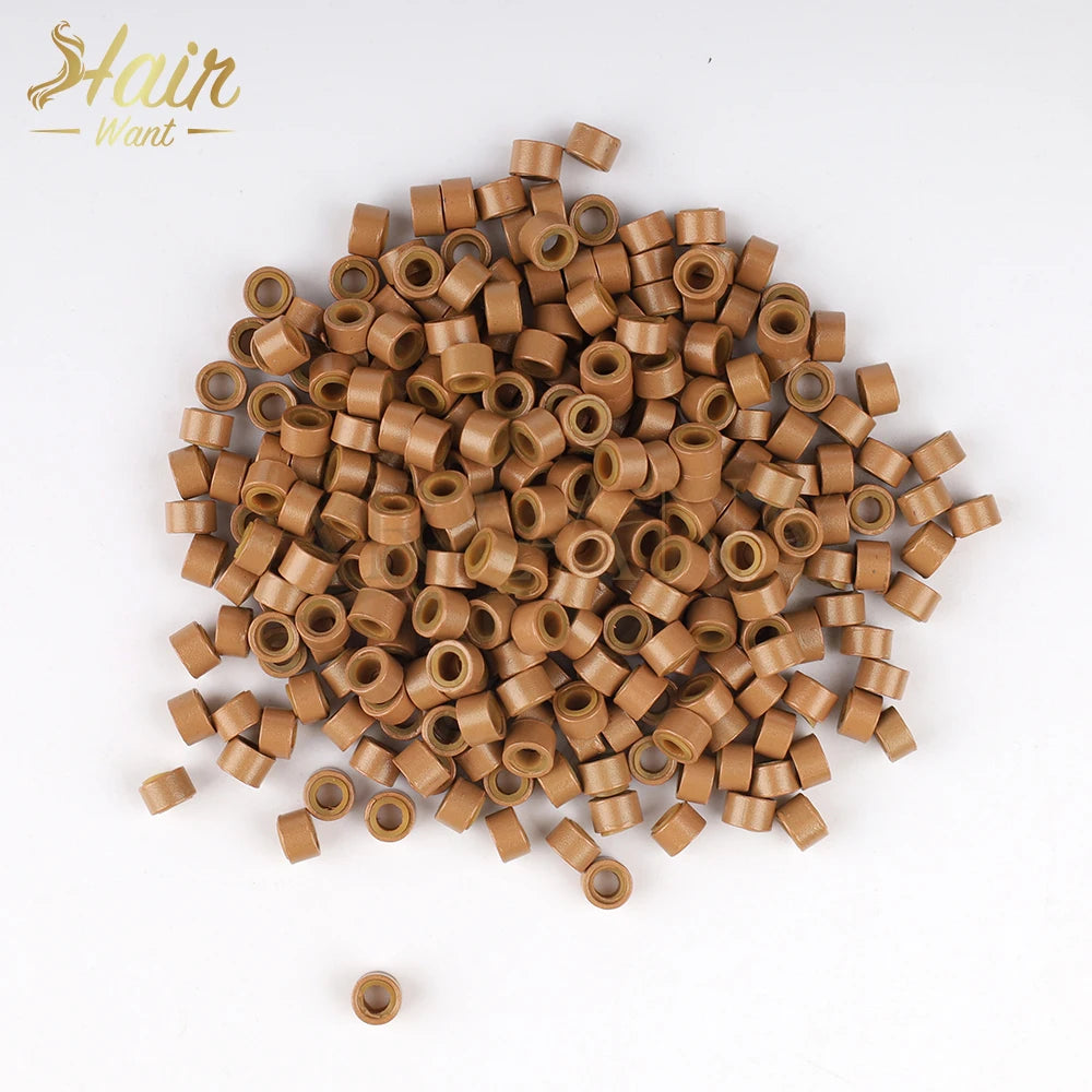Hair Want 1000Pcs Micro Beads Hair Extension Tool  Silicone Beads Microlink for Feather Extension I tip Human Hair Extensions