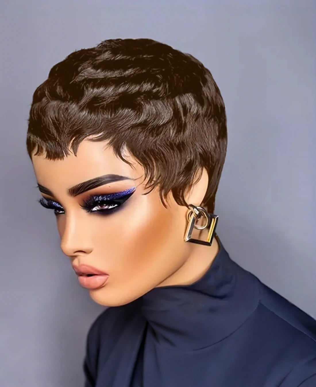 Short Pixie Cut Wig Human Hair Wigs Colored Full Machine Made 100% Brazilian Remy  Hair Wig for Women