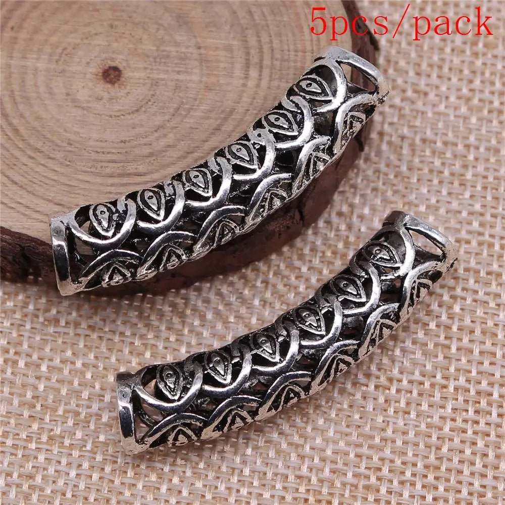 African Hair Braid Tube Metal Hollow Hair Dread Bead Dreadlock Cuffs Charms For Jewelry Making DIY Pendants For Gift Bulk