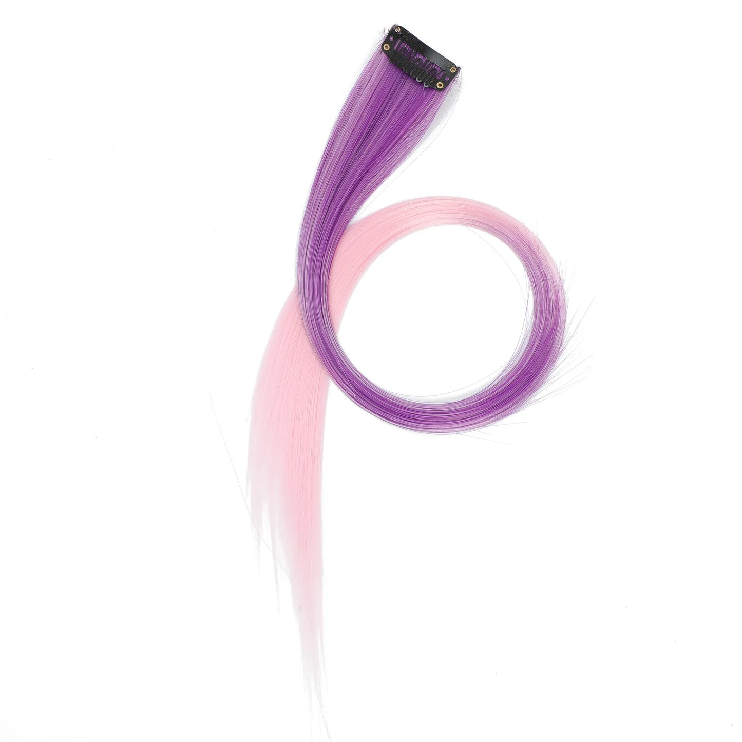 Colored Clip in Hair Extensions 22 Inch Straight Syntactic Pink Color Hairpiece Rainbow Party Highlights for Women Girls Kids