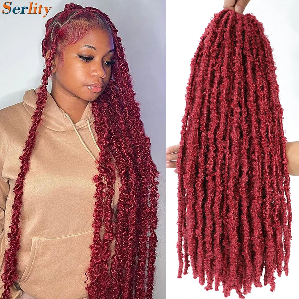 12'14'18'24'Butterfly Faux Locs Crochet Hair Twisted Boho Locs Braiding Hair Distressed Meche Soft Butterfly Locks Crochet Braid