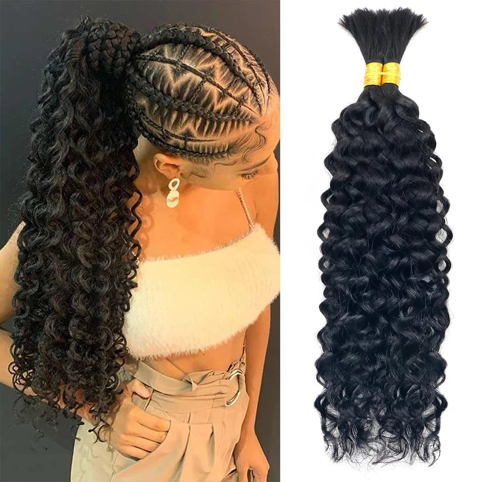 Human Braiding Hair. No Weft Curly Extensions for Boho Braids