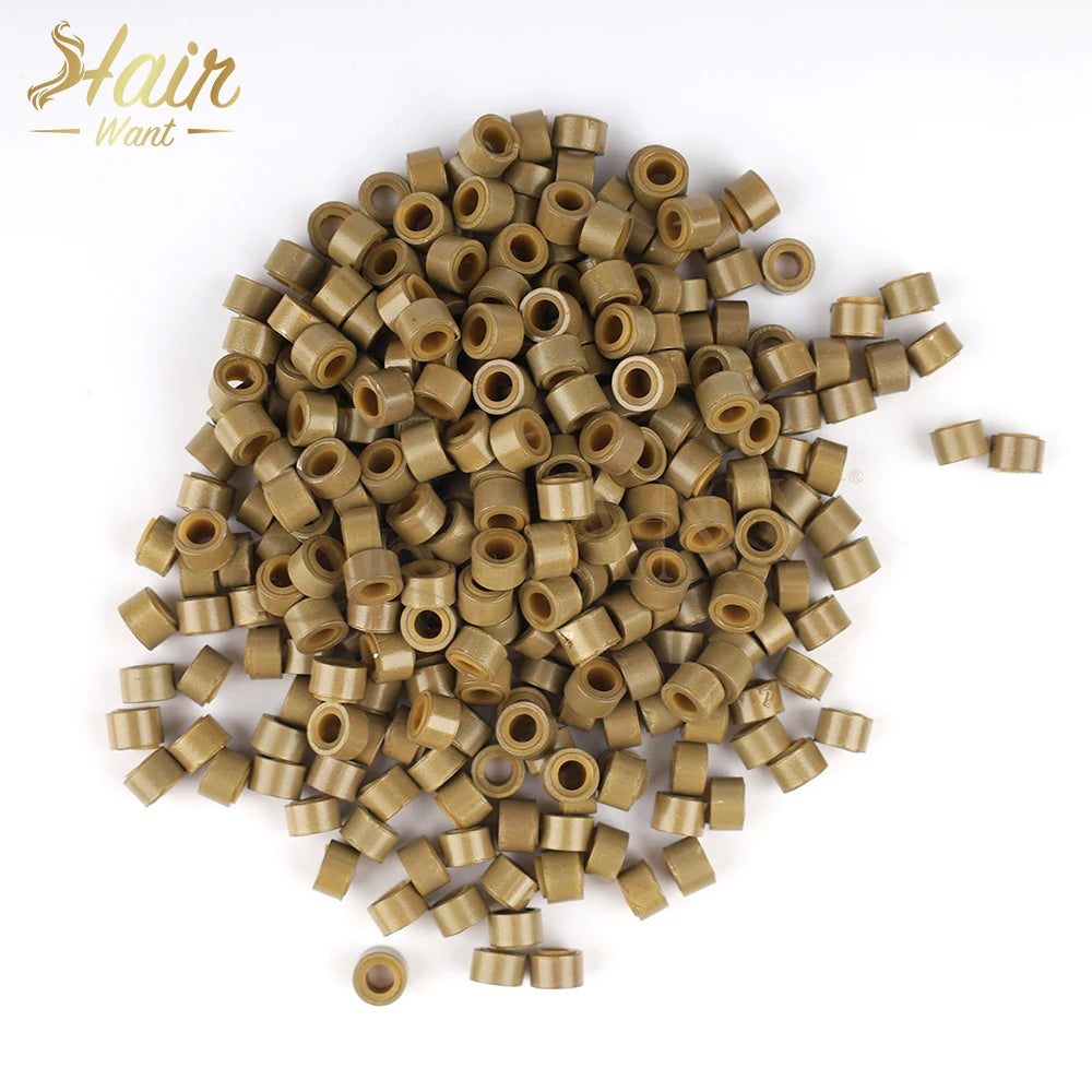 Hair Want 1000Pcs Micro Beads Hair Extension Tool  Silicone Beads Microlink for Feather Extension I tip Human Hair Extensions