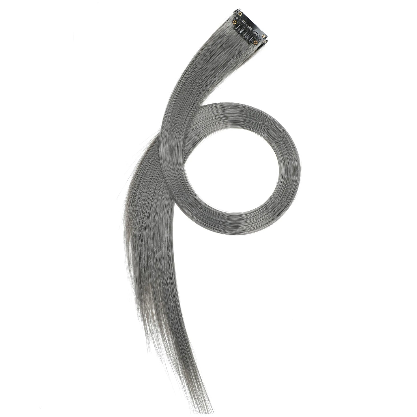 Colored Clip in Hair Extensions 22 Inch Straight Syntactic Pink Color Hairpiece Rainbow Party Highlights for Women Girls Kids