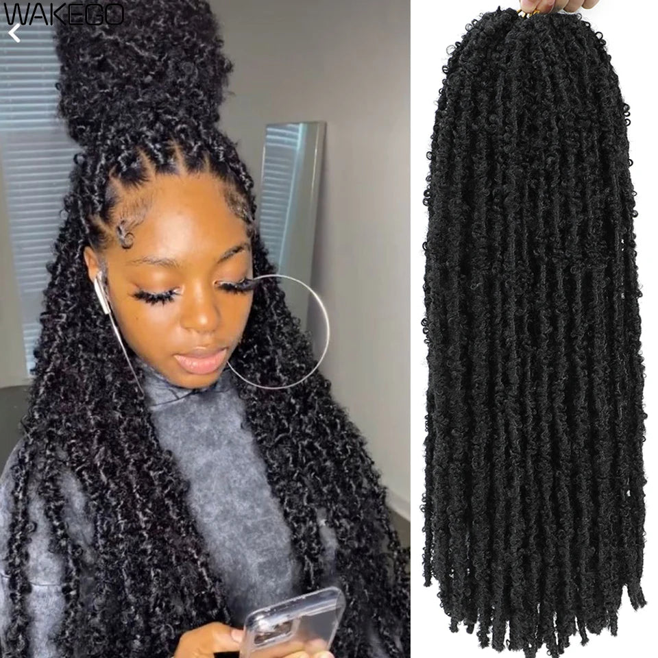 24 18 14 12 Inches Butterfly Locs Crochet Hair Distressed Locs Crochet Braids Butterfly Faux Soft Locs Braiding Hair Extensions