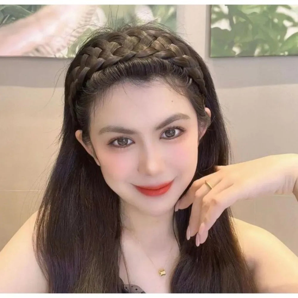 Synthetic Wig Braided Headband Five-strand Braided Wide-brimmed Hairband Handmade Head Hoop Hair Bands Women's Hair Accessories