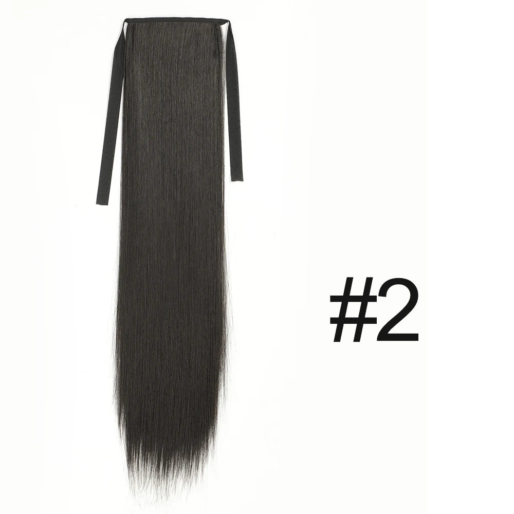 Synthetic Long Straight Claw Clip On Ponytail Hair Extensions 50cm Heat Resistant Pony Tail Hair piece For Women Daily Party