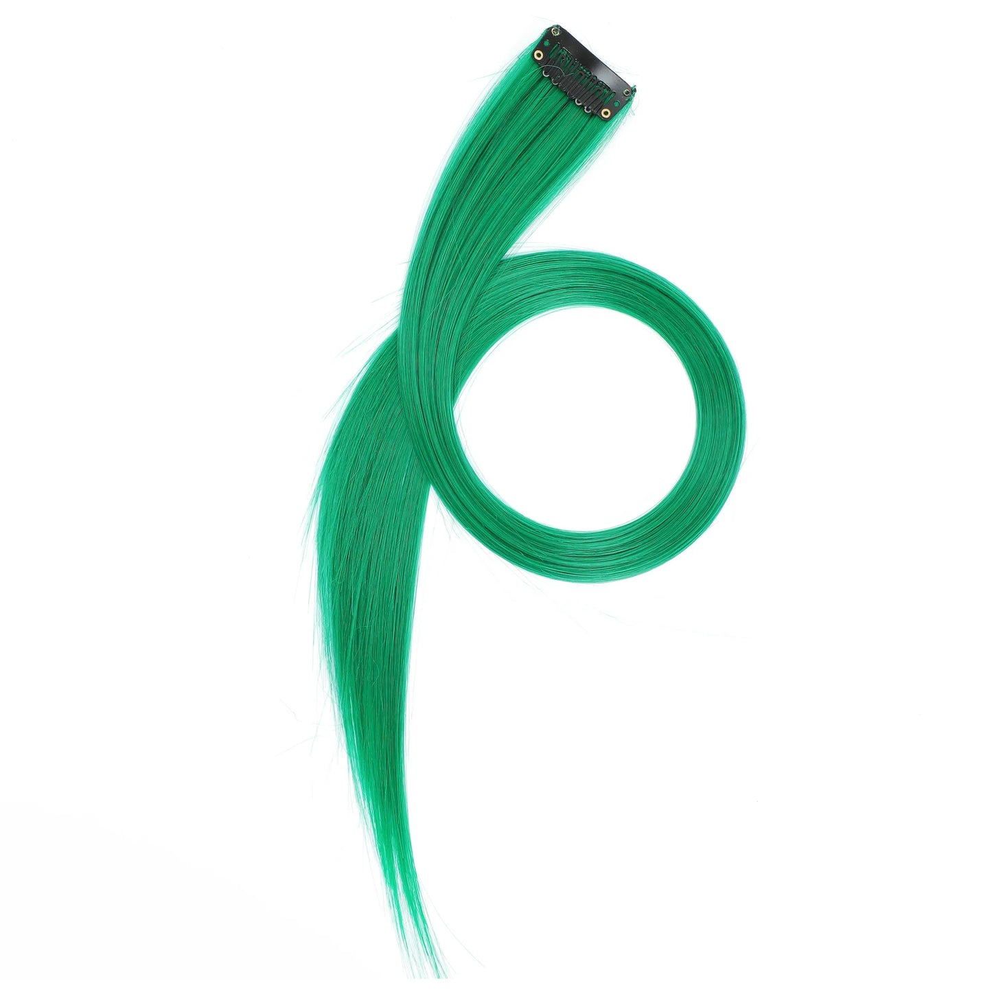 Colored Clip in Hair Extensions 22 Inch Straight Syntactic Pink Color Hairpiece Rainbow Party Highlights for Women Girls Kids