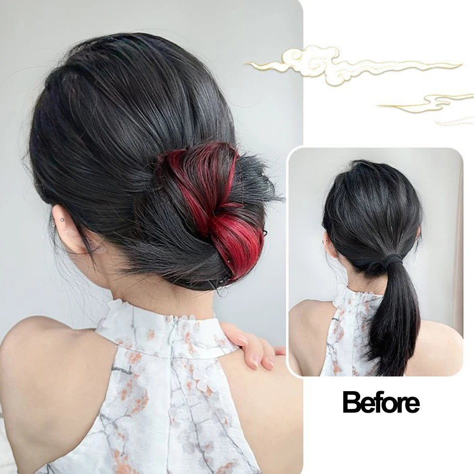 50cm Synthetic Self-Winding Ball Head Wig Hair Bundle Female Hightlight DIY Bun Hair Bundle To Increase Hair Volume Bud Hair Bun