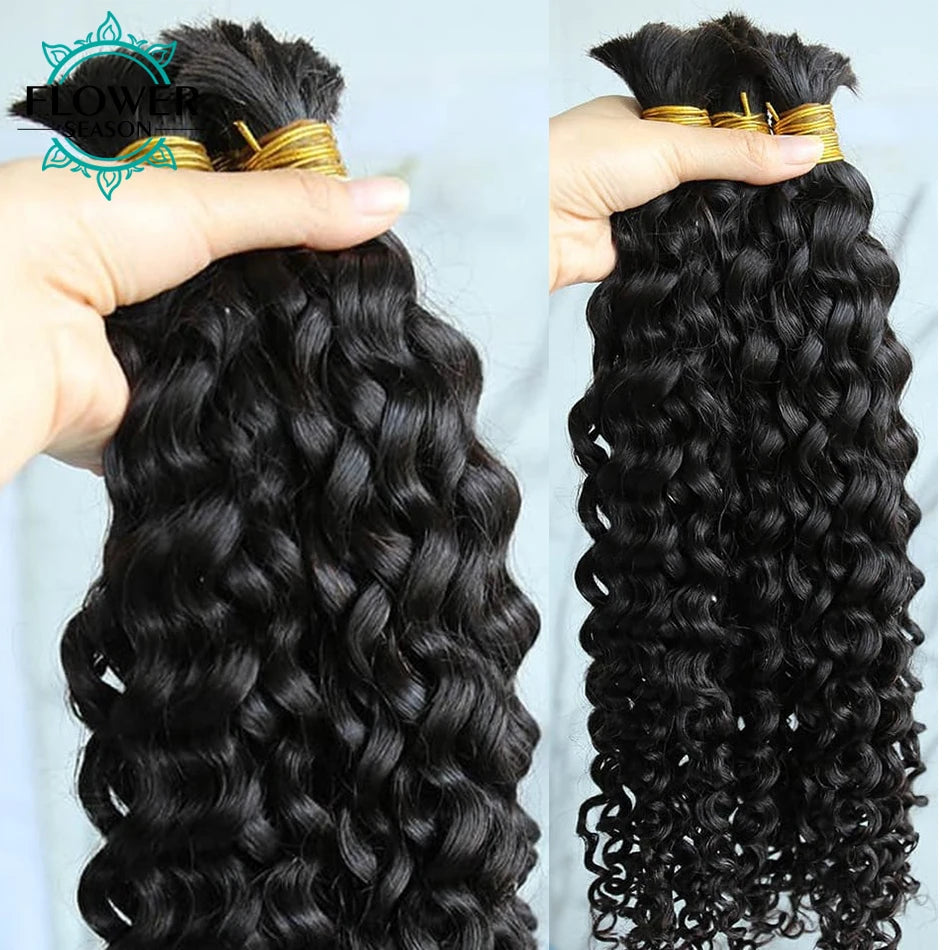 Burmese Boho Braids, Double Drawn Curly Hair Bulk -3Bundles