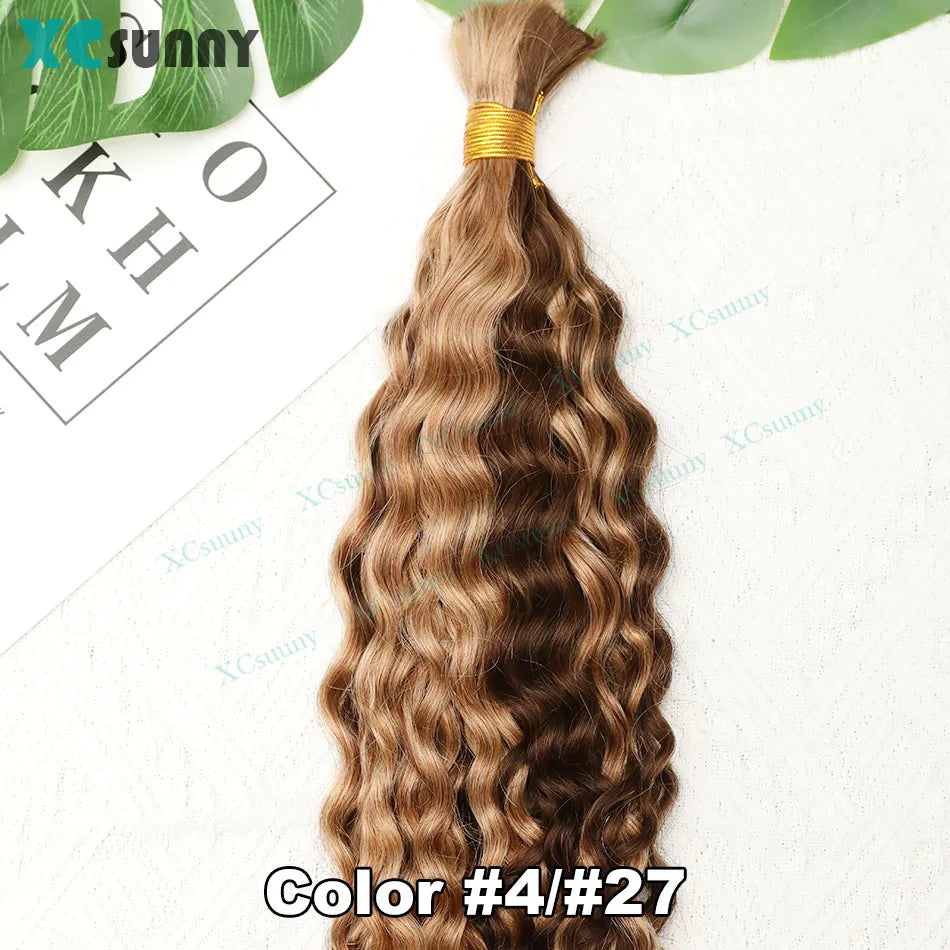 4 27 Braiding Hair Bulk Human Hair For Braiding Color 4 30 Deep Curly Human Hair For Boho Braids Double Drawn Bundles No Weft
