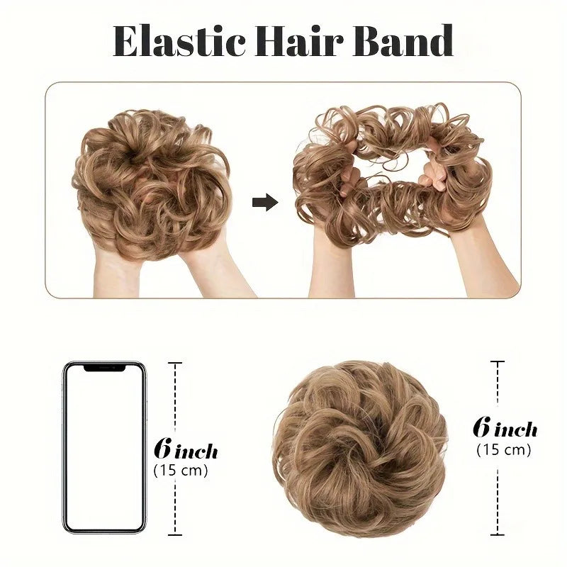 6 inch elegant bun hair extensions for women, synthetic high temperature fibers, natural look, durable elastic band, multiple co