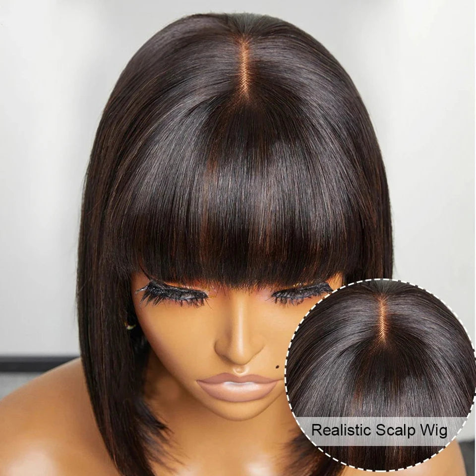 Highlight Blonde Short BOB 3x1 Lace Glueless Human Hair Wig Ready To Go Brazilian P1B/30 Straight Bob Bone With Bangs For Women