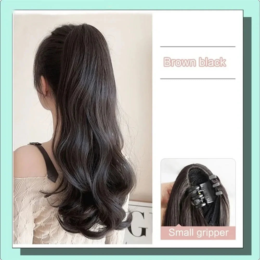 Synthetic Long Straight Claw Clip On Ponytail Hair Extensions 50cm Heat Resistant Pony Tail Hair piece For Women Daily Party