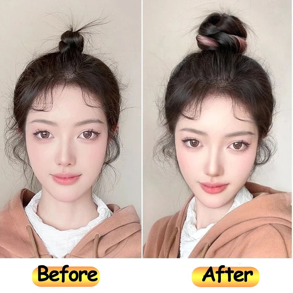 50cm Synthetic Self-Winding Ball Head Wig Hair Bundle Female Hightlight DIY Bun Hair Bundle To Increase Hair Volume Bud Hair Bun