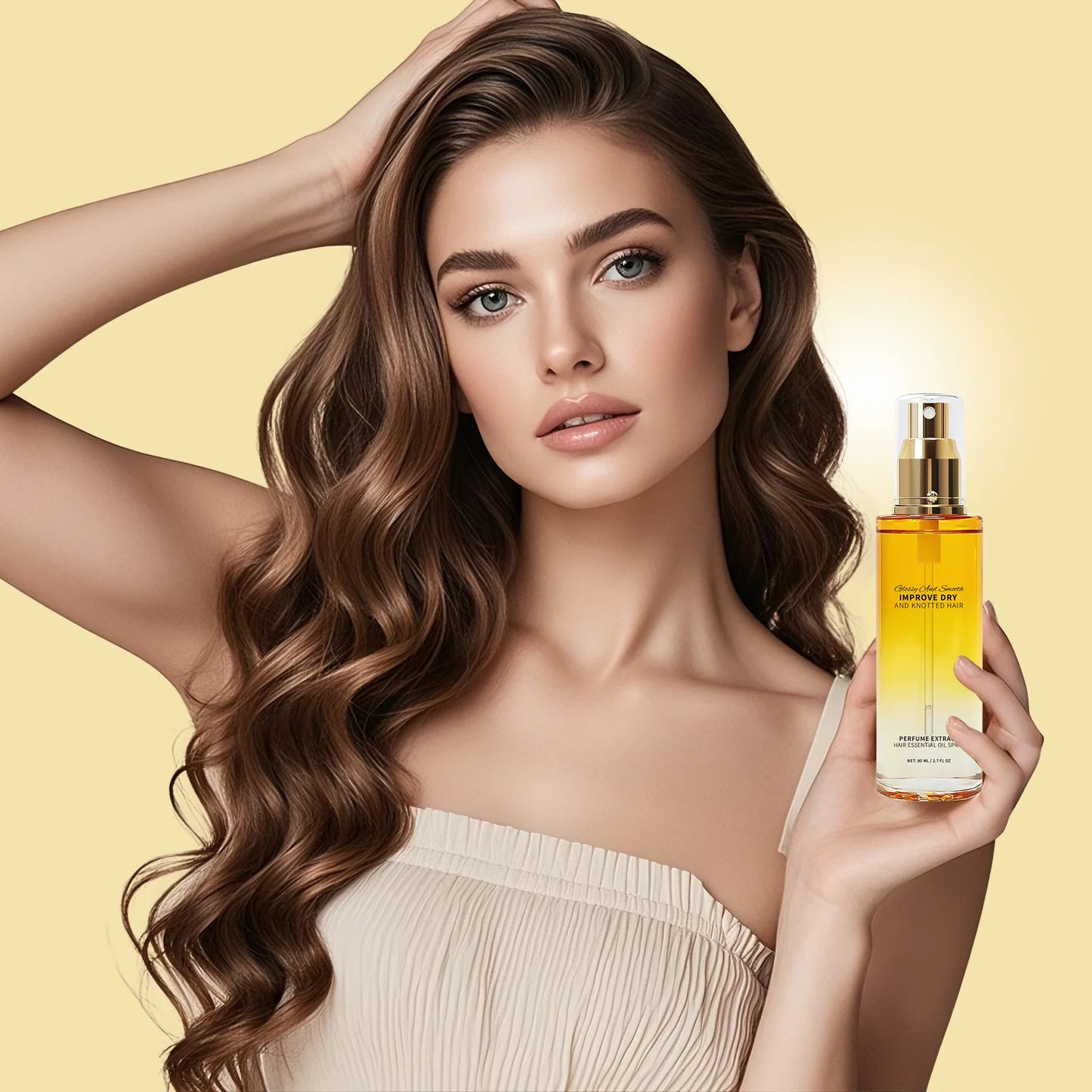 Hair Perfume Essential Oil Spray 80ml Glossy & Smooth Fix Dry &Knotted Hair Frizz Control Heat Protection Prevent Split Ends Oil