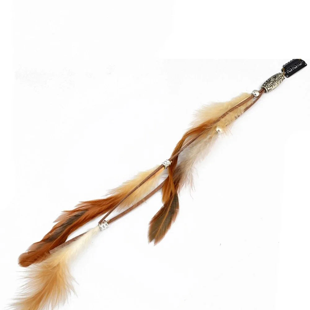 Bohemian Feather Hairband Women's Festive Masquerade Carnival Hippies Costume Indian Prom Gypsy Long Tassel Hair Accessories