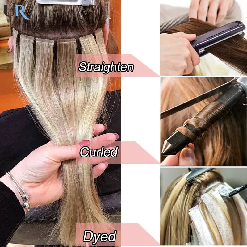 Human Hair Extension For Women Tape IN Hair Extensions Bonded Hairpieces Capsules Microlink Capsules Natural Straight Hair 20PCS