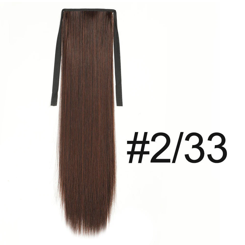 Synthetic Long Straight Claw Clip On Ponytail Hair Extensions 50cm Heat Resistant Pony Tail Hair piece For Women Daily Party