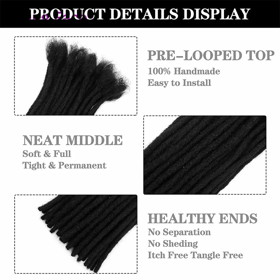 Permanent Loc Extensions Dreadlock Extensions. Real Human Hair. 40 Strands 8-30 Inch Brazilian.