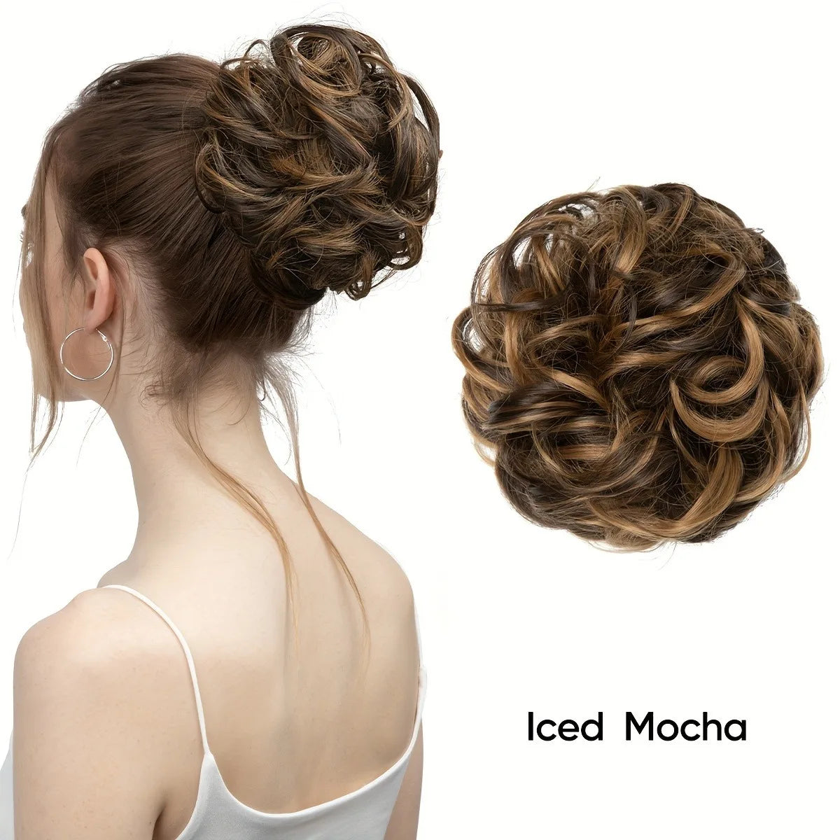 6 inch elegant bun hair extensions for women, synthetic high temperature fibers, natural look, durable elastic band, multiple co