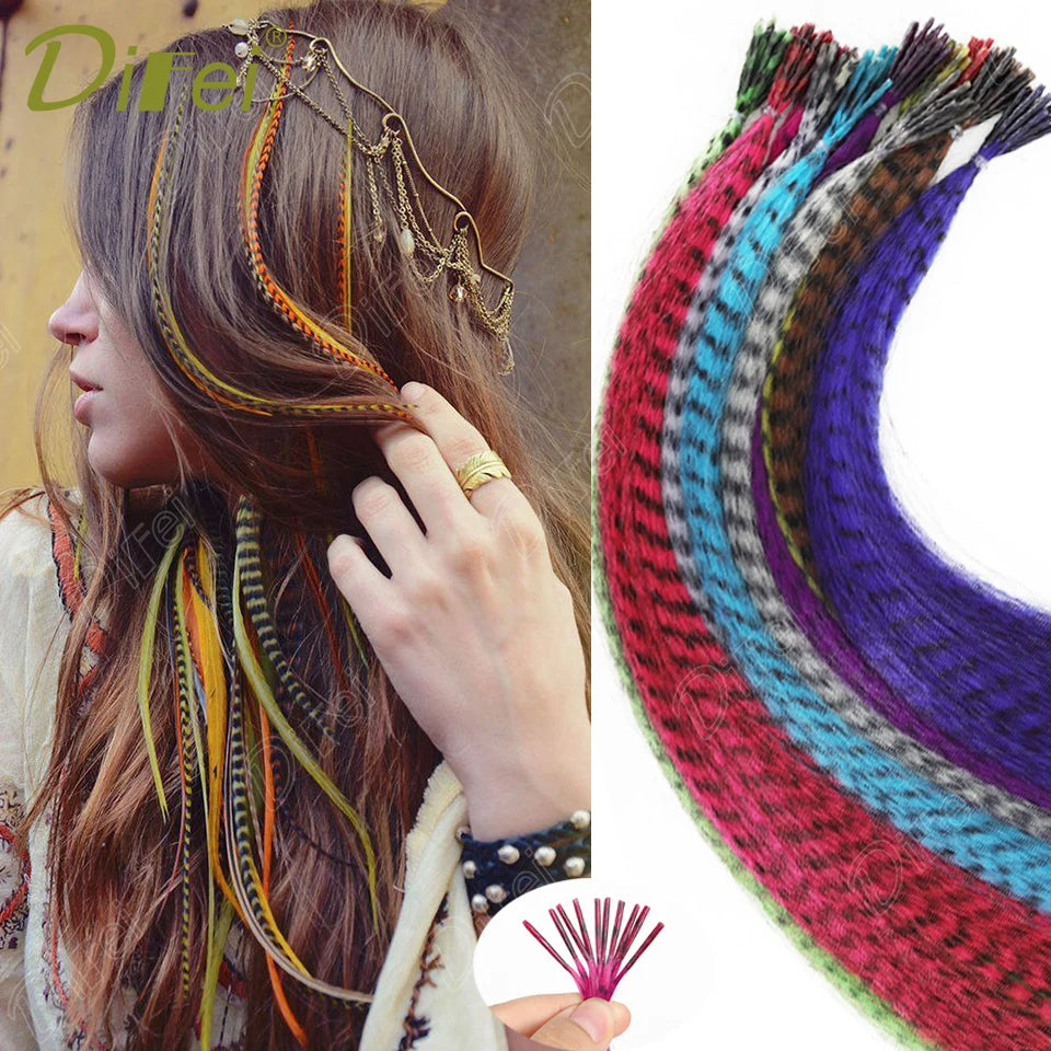 Synthetic Wig Extensions for Women 10 Strands/Pack Colorful Feather Hair Extensions Wig Accessories Suitable for Daily Wear