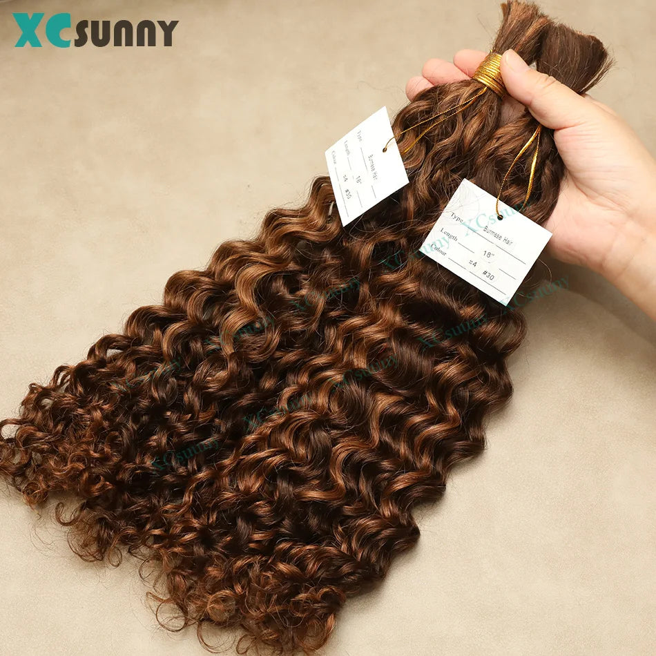 Bulk Human Hair For Braiding 4 30 Bulk Curly Human Hair For Boho Braids Double Drawn Bundles Wholesale